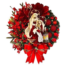 Kerstkrans, Strikkrans, Seizoensornament Kerstdecoratie voor Voordeur, Muur, Tuin, Slaapkamer