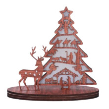 Krippenbuch-Display Aus Holz mit Licht, 3D-Krippen-Inspirierte Verzierung Aus Holz, Krippensets mit Figuren