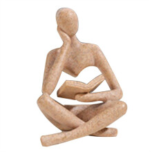 Denker-Skulpturen, Sandstein-Denker-Harzstatue, Leseornament, Denker-Skulptur-Dekoration, Moderne Buchdekoration B