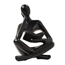 Denker-Skulpturen, Schwarze Denker-Harzstatue, Leseornament, Denker-Skulptur-Dekoration, Moderne Buchdekoration B