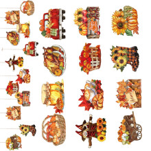 Creatieve Thanksgiving houten hangers met 24 stuks touw-MZ796