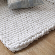 80X100cm New Warm Handmade Chunky Knit Blanket Thick Yarn Knitted Throw Sofa Blanket Home Bed Decor-White