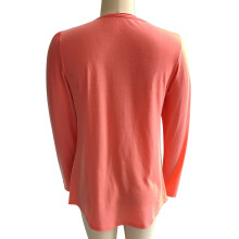 Damen rosa XL Langarm- Bluse mit Falten, weitem Halsausschnitt, lockerer passed