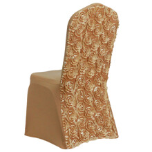 Housse de chaise en spandex, décoration brodée de roses de-Jaune