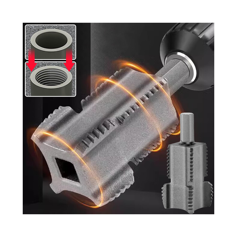 1/2" 3/4" Universal Water Pipe Inner Hole Opener Electric Drill Hexagonal Pvc Pipe Threader Maker Kit Double Head Tapping Tool 6935161428971