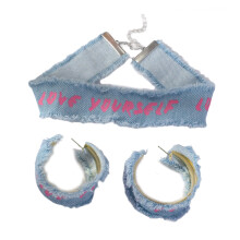 Modisches Denim-blaues-T2178 3-teiliges Set