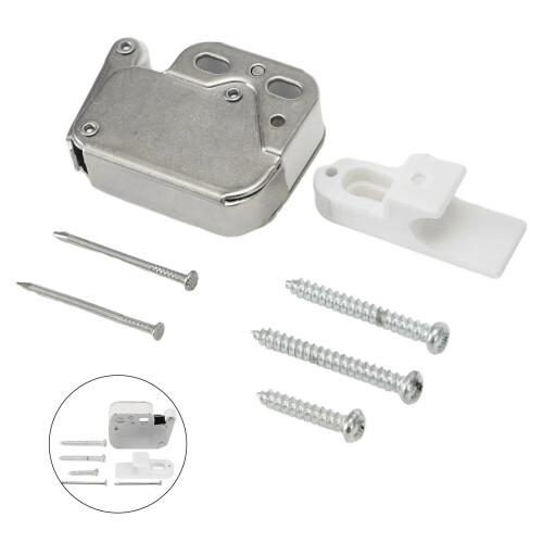 1PCS Cold Rolled Steel&Nylon Snap Lock Mini Touch Latch Automatic Spring Push Catch Lock For Cupboard Cabinet Doors Hardware 1