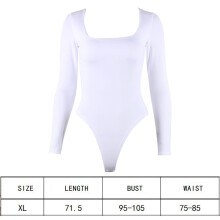 Body feminino, blusa sexy de manga comprida com decote quadrado e forro duplo que valoriza as curvas, calcinha fio dental ajustada com fecho de