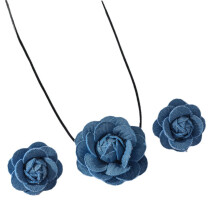 Modieuze denims blauwe choker armband-T2175 Set van 3 stuks