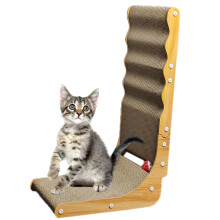 Cats Scratching Teasing Toy with L-shaped Scratch Pad with-2
