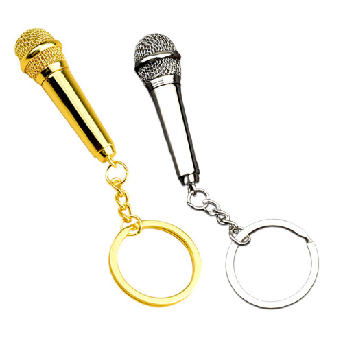 Miniature Microphone Keyring Simulation Mic Shaped-Gold 1