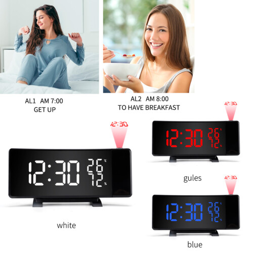 Réveil numérique avec affichage LED de Projection rotatif, 1