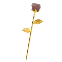 Handmade Carved Rose Gold Holder Rose Stone-Strawberry crystal