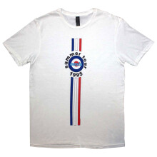 (L) Oasis T Shirt Stripes 95 Band Logo new Official Mens White
