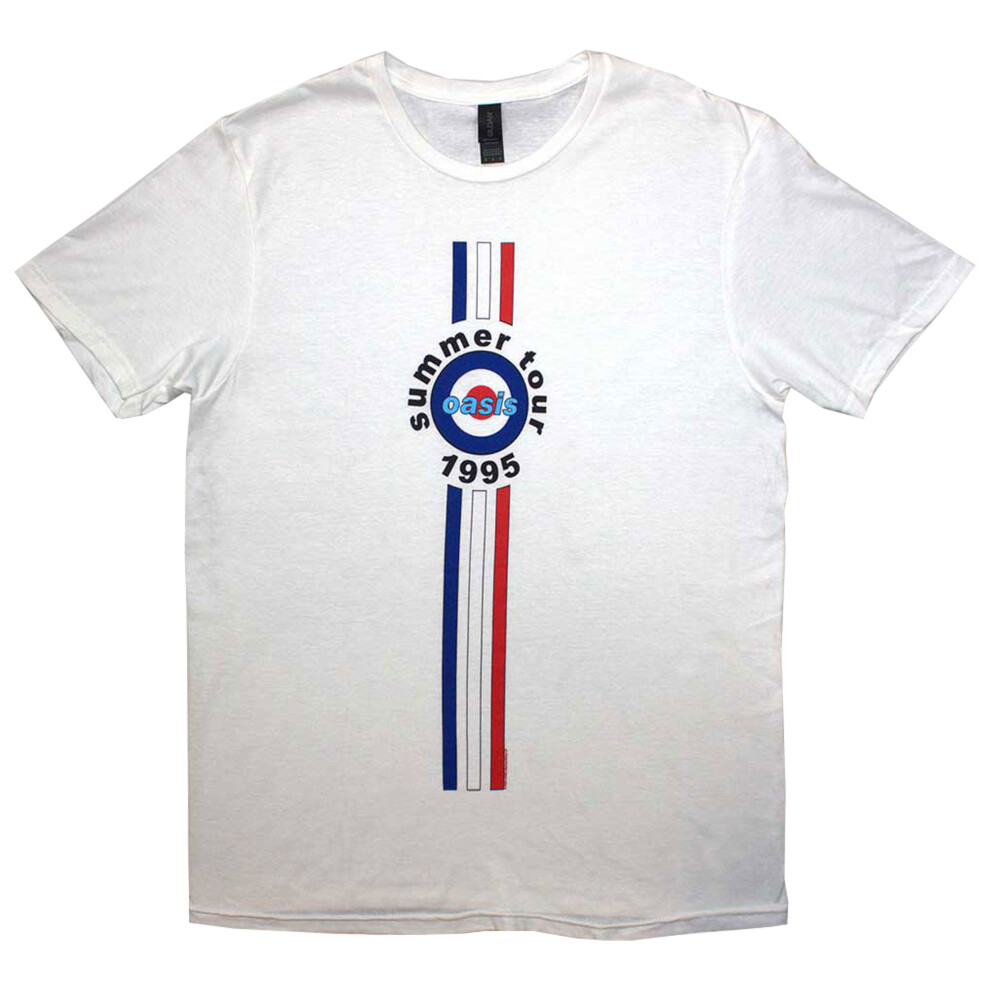 Oasis (2Xl) T Shirt Stripes 95 Band Logo New Official Mens White