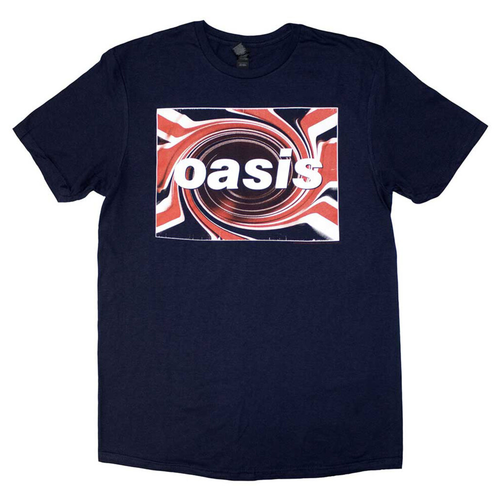 Oasis (2Xl, ) T Shirt Union Jack Classic Band Logo New Official Mens Blue