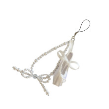 Chaussure de Ballet en perles faites à la main, décoration-Blanc