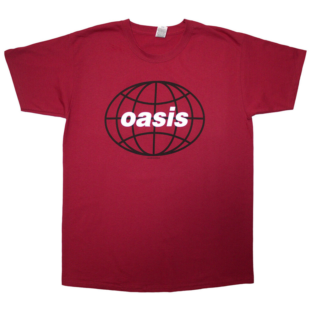 Oasis (, Medium) T-Shirt: 1998 World Tour - South America (Red) (Back Print) Red