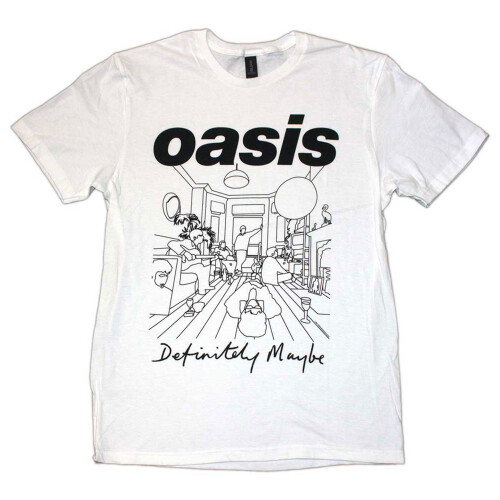 Oasis (M, White) Oasis Definitely Maybe Line Drawing T Shirt