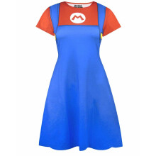 Nintendo Short Sleeve Skater Dress (Womens Blue)