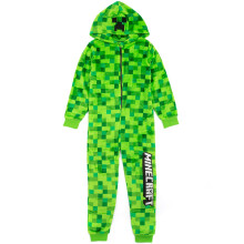 (12-13 Years) Minecraft Creeper Onesie For Boys & Girls | Kids Green Soft Pixelated Sleepsuit with Creeper Face Hood | Children's Gamer All In One Pyjamas Gift