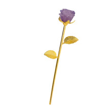 Rose Ornament Stone Carving Ornament Gold Base-purple fluorite