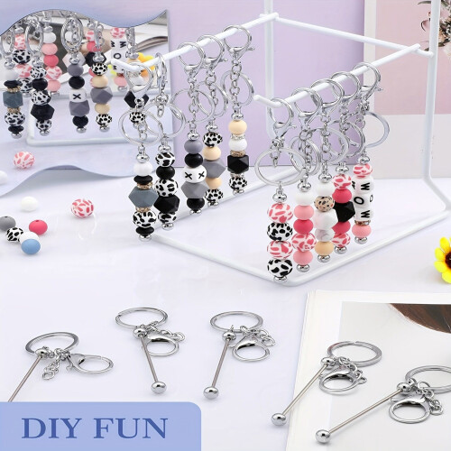 Unleash Creativity with 12 Pcs Alloy Keychain Making Set-Silver 1