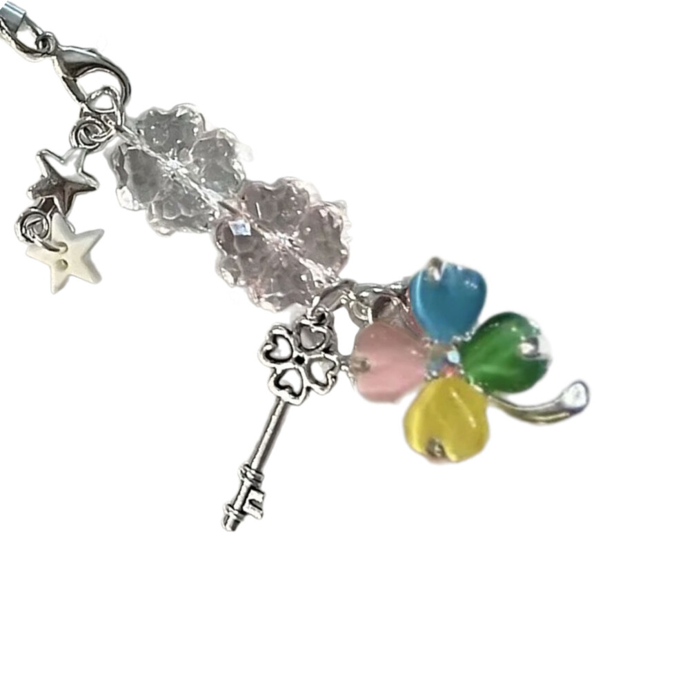 Handmade Beaded Phone Chain Four Leaf Clovers Phone-Color 7732000768132