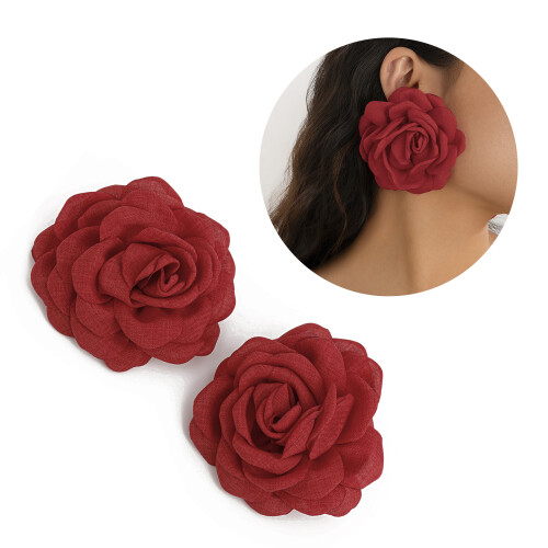 Eleganter Blumen-Charm-Schmuck,-Rote Ohrringe 2