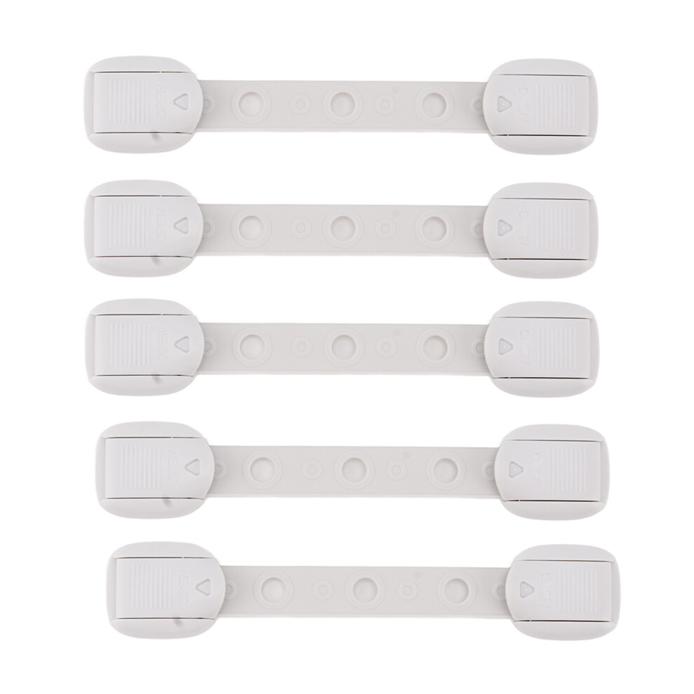 Adjustable 5Pcs Baby Drawer & Fridge Locks Child Safety Cabinet Gray