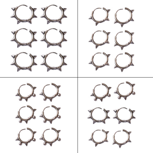 Boucles d'oreilles à rivets en acier inoxydable,-six pointes 1 1