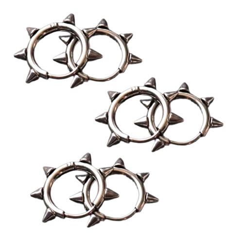 Boucles d'oreilles à rivets élégantes en acier-six pointes 1