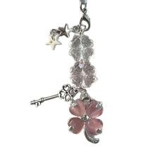 Porte-clés à la mode, trèfle à quatre feuilles, breloque,-Rose