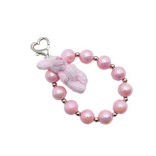 Sweetheart Pearl Bows Key Rings Handgemaakte-Roze Bunny-model