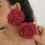 Eleganter Blumen-Charm-Schmuck,-Rote Ohrringe 6