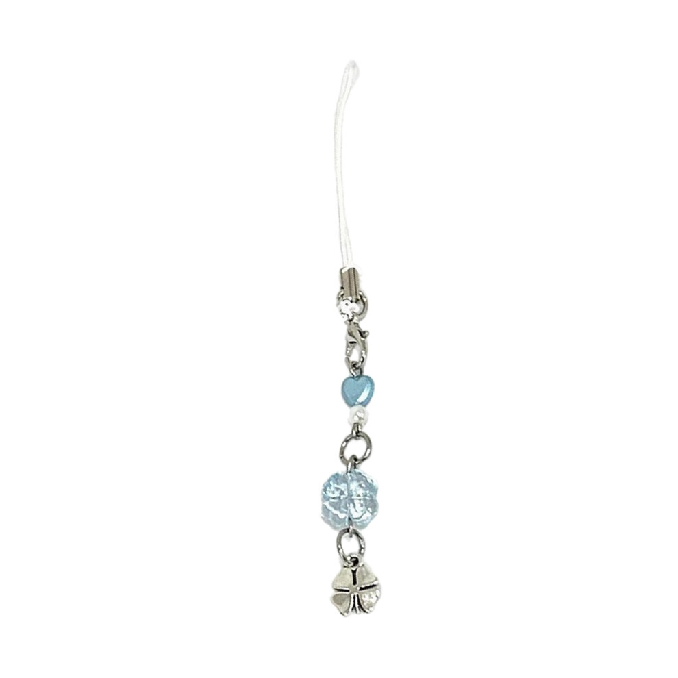Four Leaf Clovers Phone Chain Key Pendant Phone Accessory- Blue 7732000769665