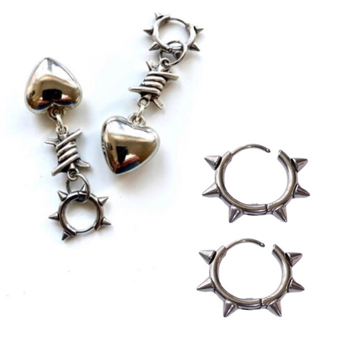 Boucles d'oreilles à rivets en acier inoxydable,-six pointes 1 2