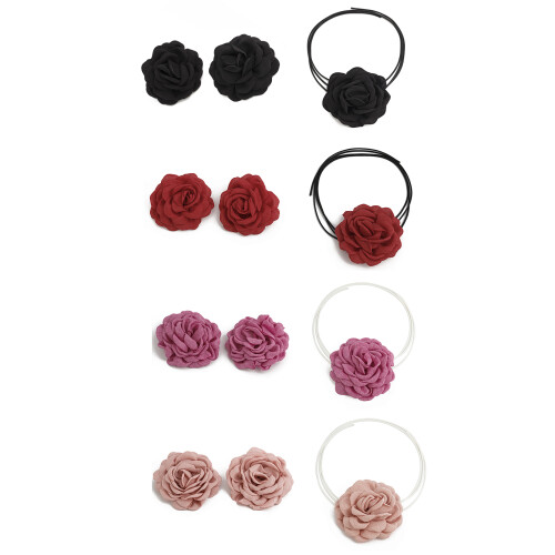Eleganter Blumen-Charm-Schmuck,-Rote Ohrringe 1