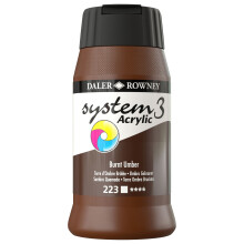 1 Pack - Daler Rowney System 3 Acrylic Paint Burnt Umber (500ml)