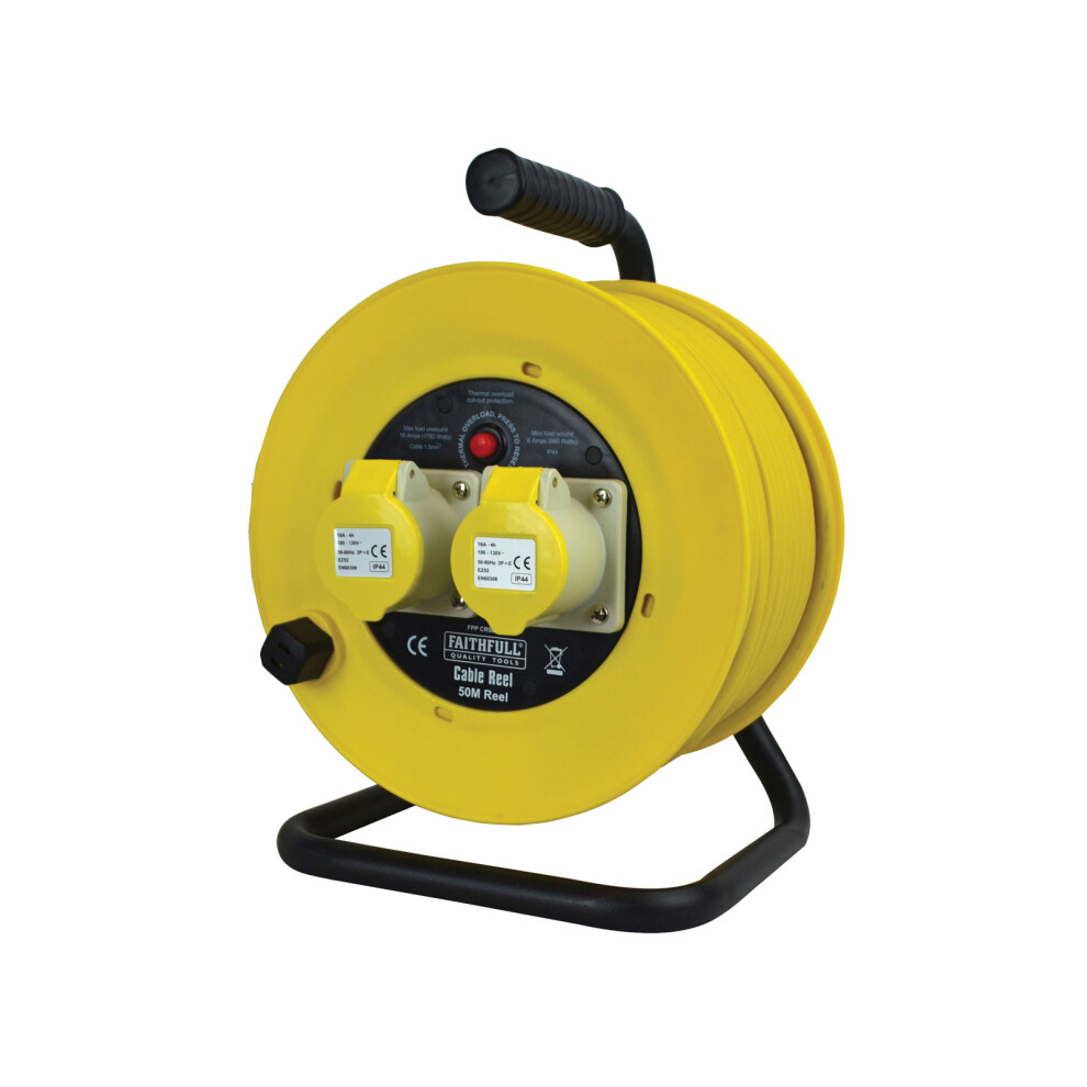Faithfull Fppcr50ml Cable Reel 50 Metre 16Amp 1.5Mm Cable 110 Volt 5023969264646