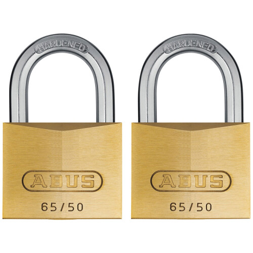 Abus ABUS 6550TC 65/50 50mm Brass Padlock Twin Pack Carded