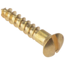 Forge RAH346BR Wood Screw Slotted Raised Head ST Solid Brass 3 / 4in x 6 Box of 200