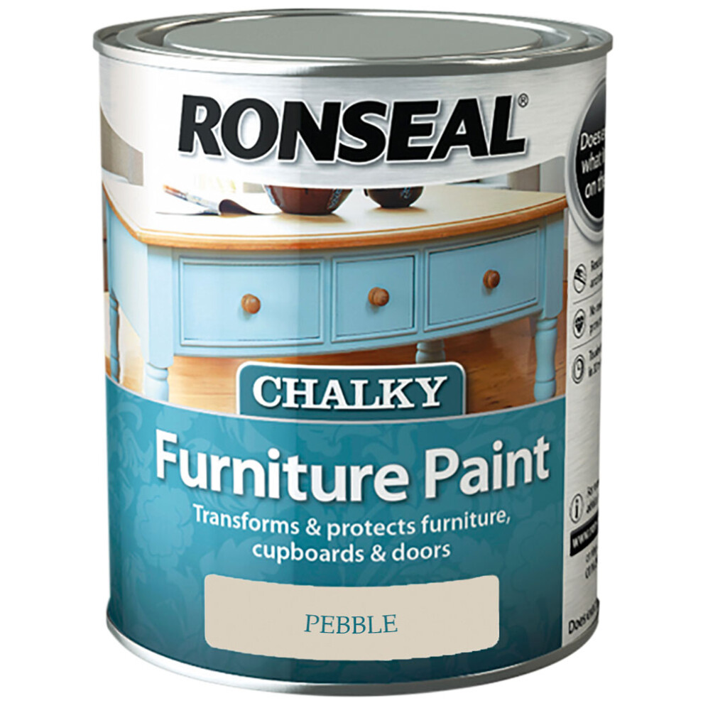 Ronseal RSLCFPP750 750 ml Chalky Furniture Paint - Pebble