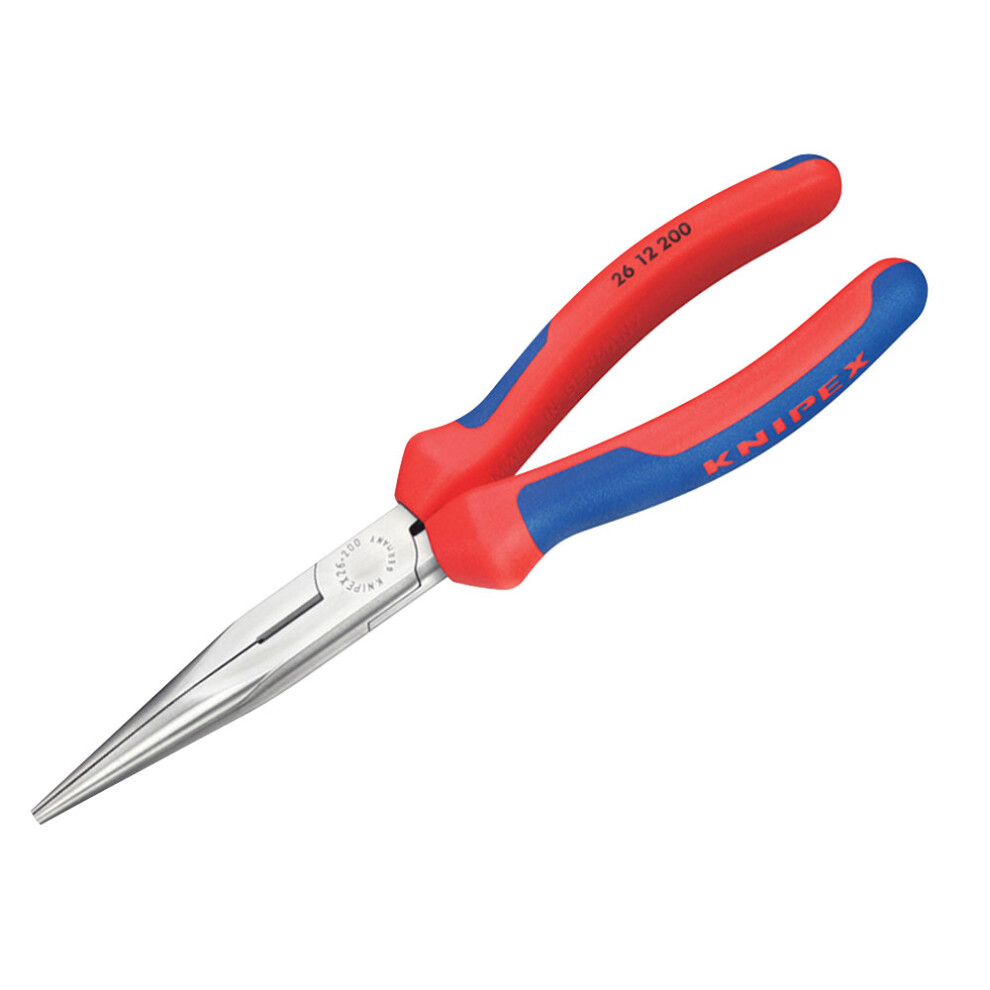 Knipex 26 12 200 SB Long Snipe Nose Side Cutting Pliers Multi-Component Grip 200mm (8in)
