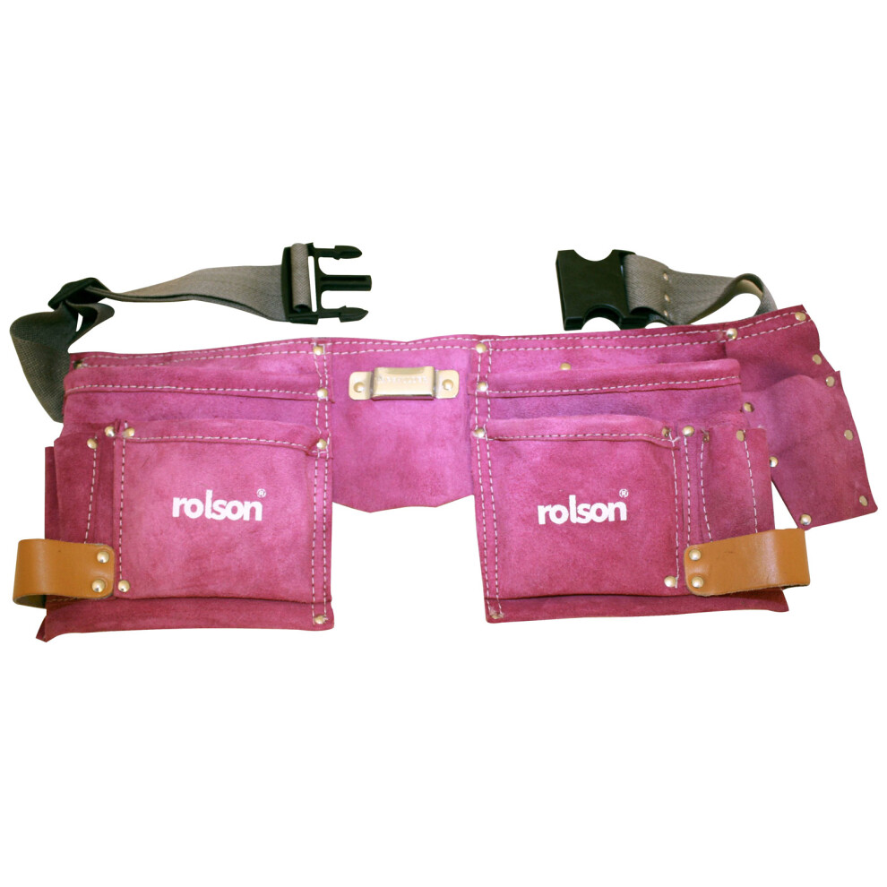 Pink Double Leather Tool Pouch -  tool double pink leather pouch belt ladies rolson 68630
