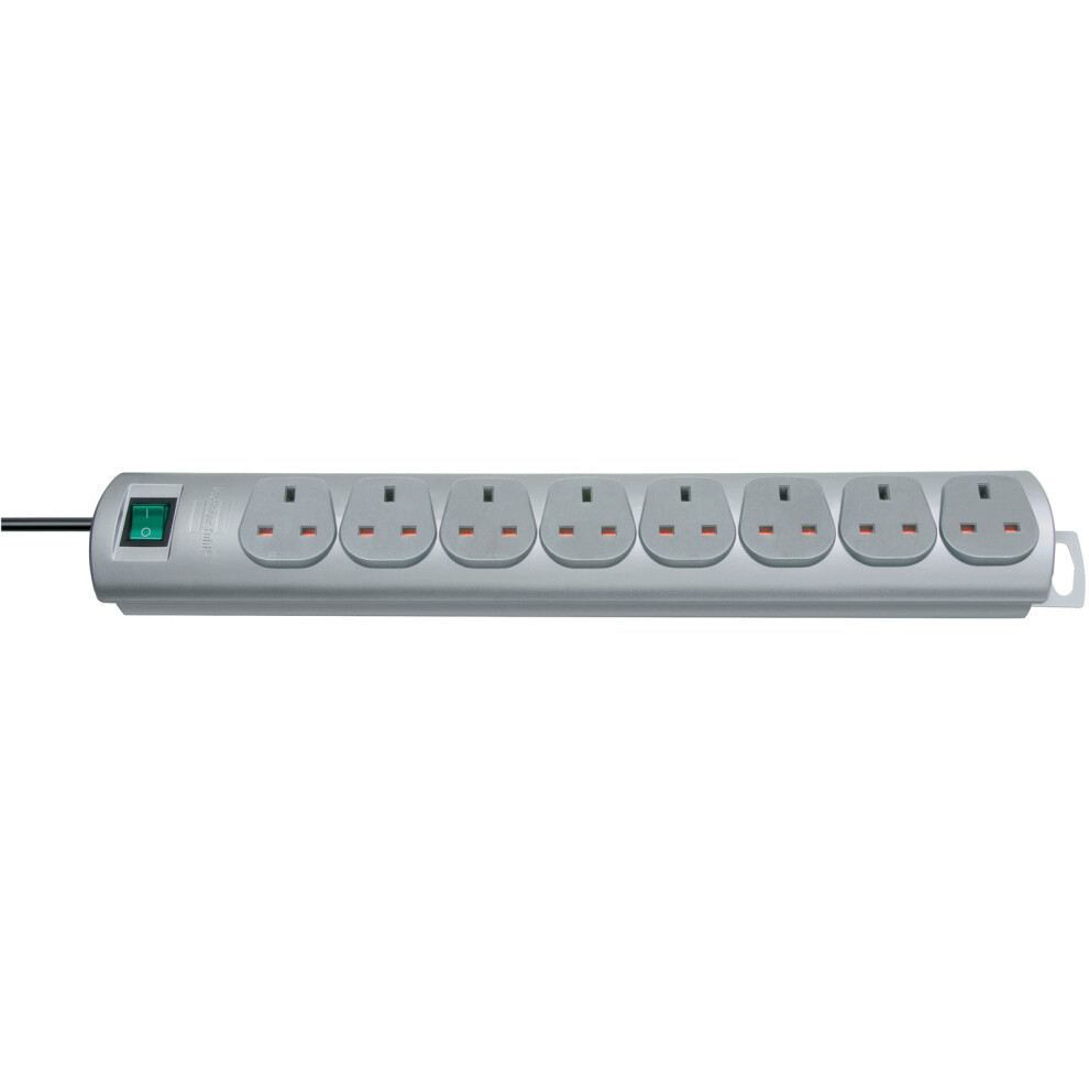 Brennenstuhl 1153393128 Primera Line Extension Socket 8 Way Silver 2M 4007123214457