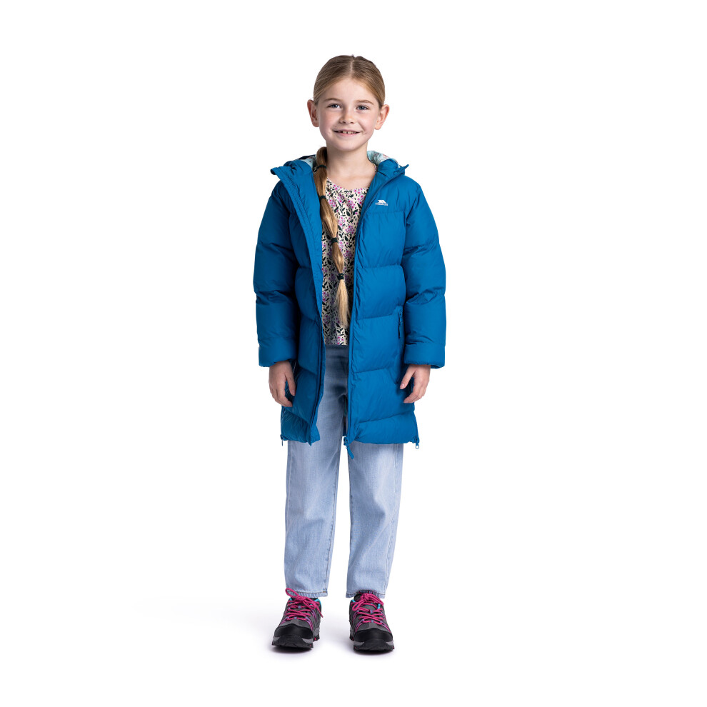 Trespass (7-8 Yrs, Rich Teal) Kids Padded Hooded Warm Winter Outdoor Long Jacket Coat - Image 3