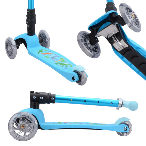 BOLDCUBE Teeny Fold: Dinosaur (Blue) 3-Wheel Scooter Age 2-8 1