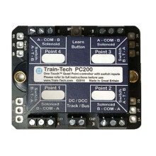 Train Tech DCC Point Controller - Quad with Route Store/Switching N/HO/OO Gauge