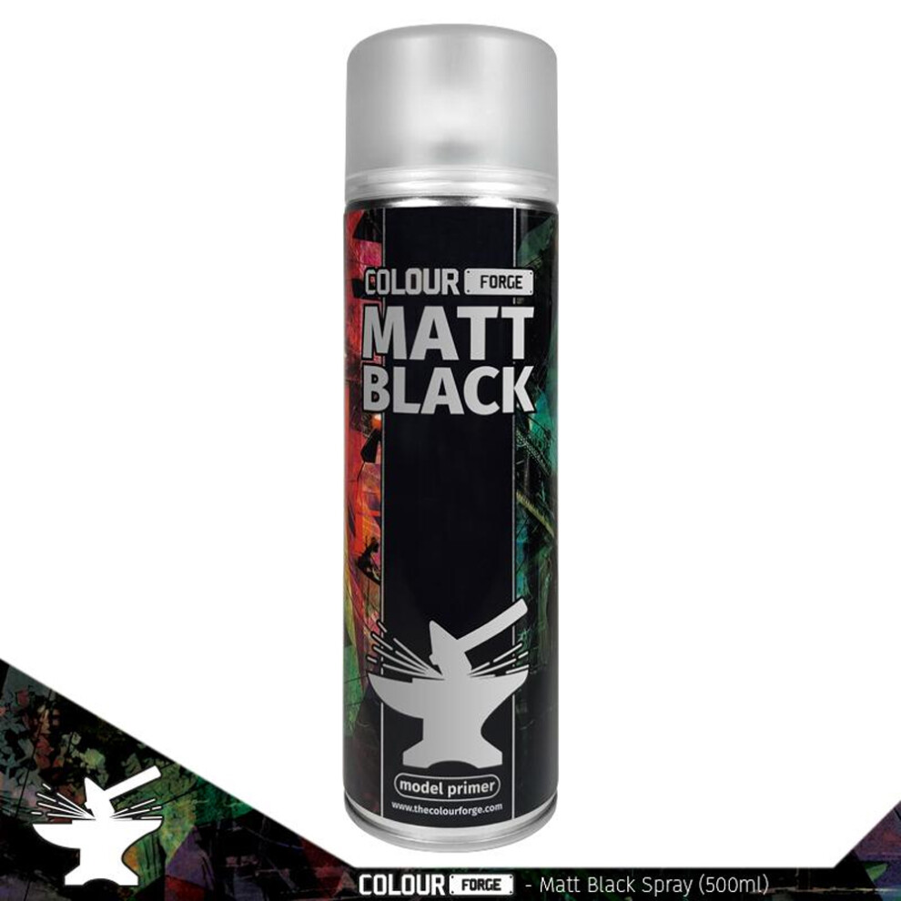 Colour Forge Matt Black Spray Primer Paint 500Ml 5060843100508